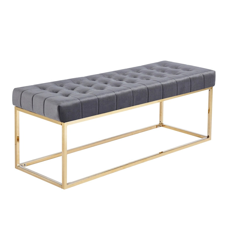 Panca imbottita in velluto trapuntato – Elegante seduta per camera da letto e ingresso