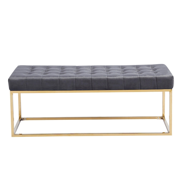 Panca imbottita in velluto trapuntato – Elegante seduta per camera da letto e ingresso
