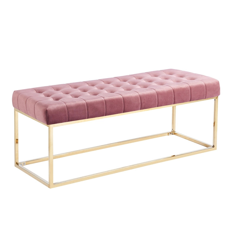Panca imbottita in velluto trapuntato – Elegante seduta per camera da letto e ingresso