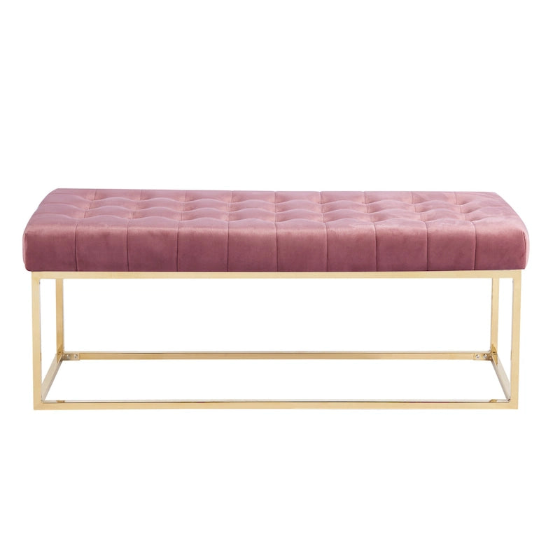 Panca imbottita in velluto trapuntato – Elegante seduta per camera da letto e ingresso