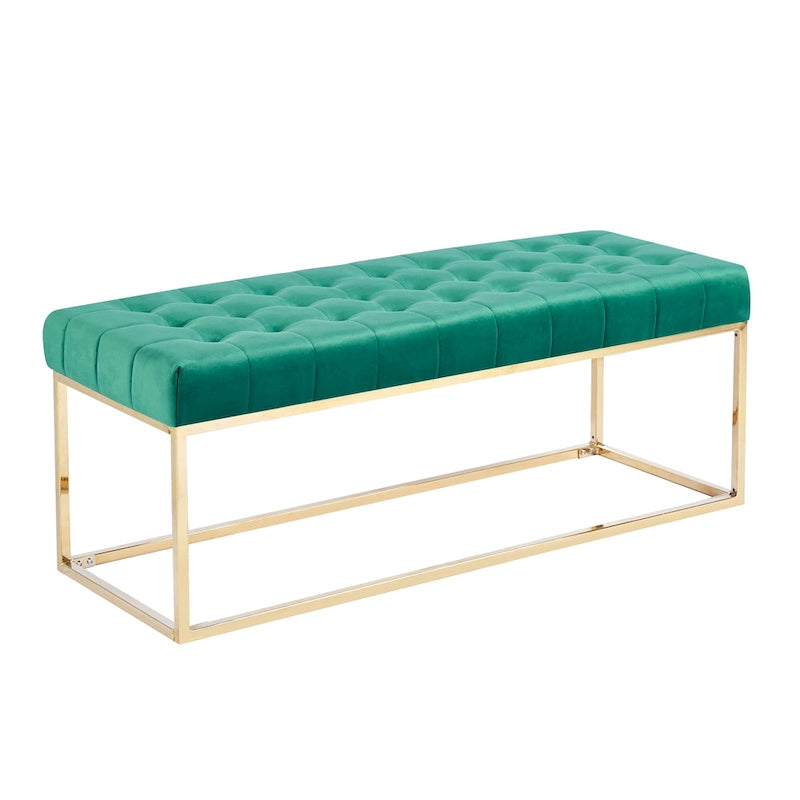 Panca imbottita in velluto trapuntato – Elegante seduta per camera da letto e ingresso