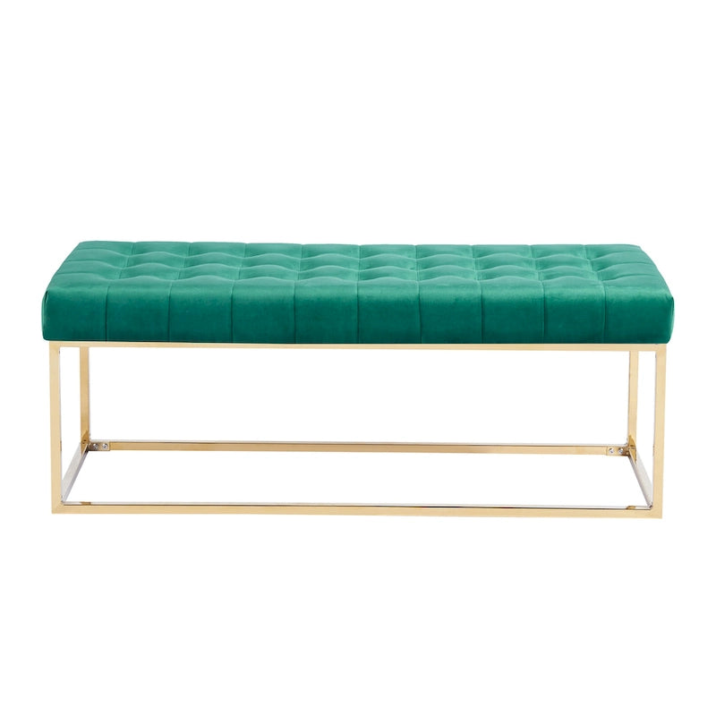 Panca imbottita in velluto trapuntato – Elegante seduta per camera da letto e ingresso