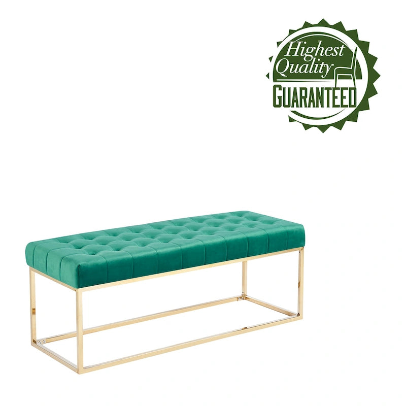 Panca imbottita in velluto trapuntato – Elegante seduta per camera da letto e ingresso