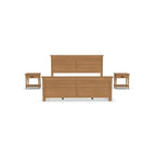 Letto matrimoniale artigianale con due comodini a giorno – Finitura rovere chiaro
