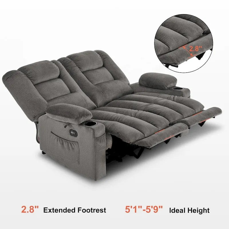 Divanetto Reclinabile Elettrico – Doppio Recliner con USB e Portabicchieri