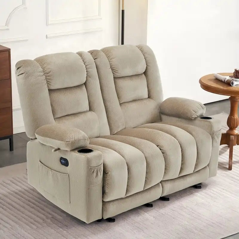 Divanetto Reclinabile Elettrico – Doppio Recliner con USB e Portabicchieri