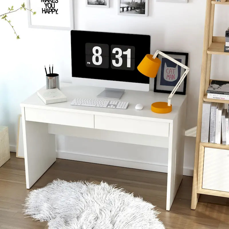 Scrivania da Lavoro Contemporanea da 47" con 2 Cassetti – Ufficio Casa & Toeletta