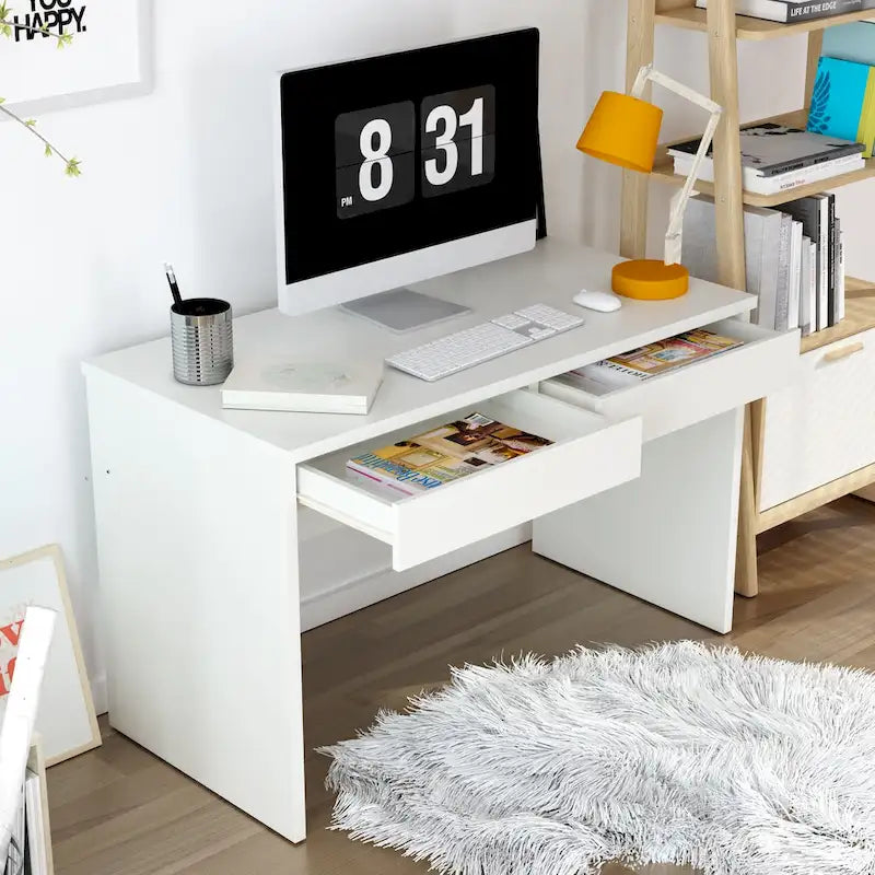 Scrivania da Lavoro Contemporanea da 47" con 2 Cassetti – Ufficio Casa & Toeletta