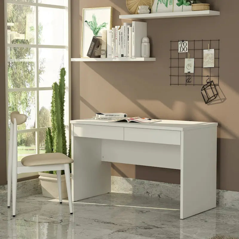 Scrivania da Lavoro Contemporanea da 47" con 2 Cassetti – Ufficio Casa & Toeletta