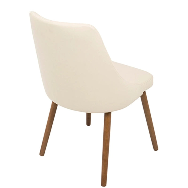 Sedia da pranzo in similpelle trapuntata Noce e Crema – Mid-Century Modern