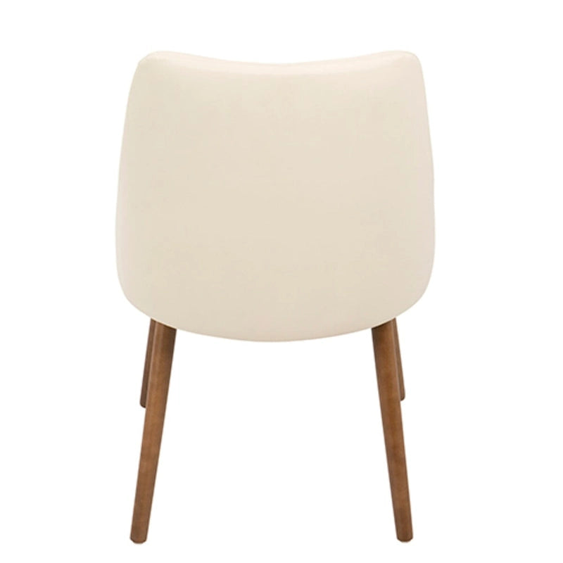 Sedia da pranzo in similpelle trapuntata Noce e Crema – Mid-Century Modern