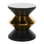 Tavolino Nero e Oro con Piano in Pietra – Tavolino d'Appoggio Accent Glamour
