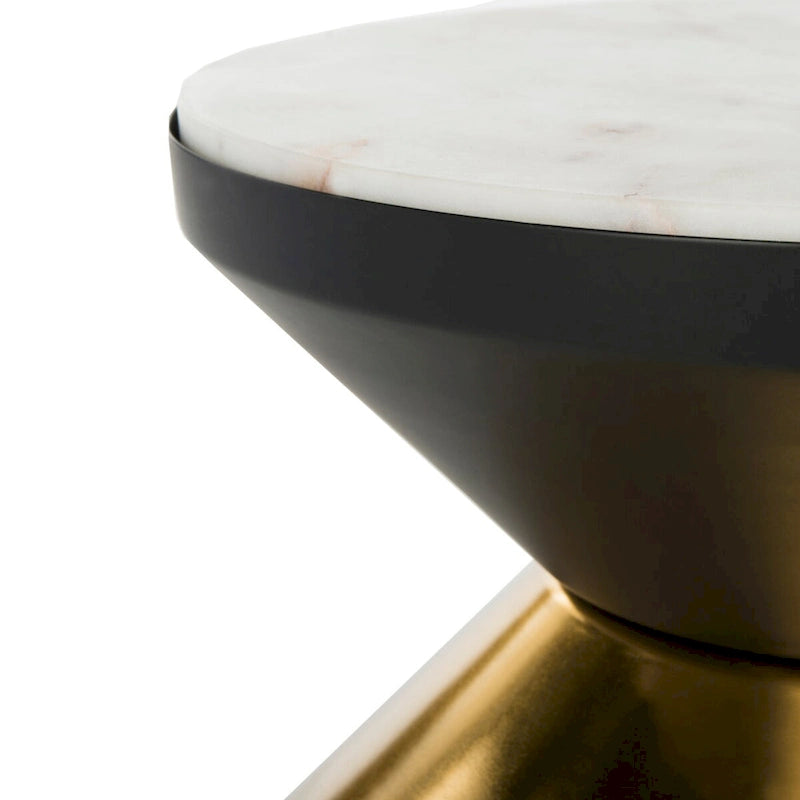 Tavolino Nero e Oro con Piano in Pietra – Tavolino d'Appoggio Accent Glamour