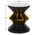 Tavolino Nero e Oro con Piano in Pietra – Tavolino d'Appoggio Accent Glamour