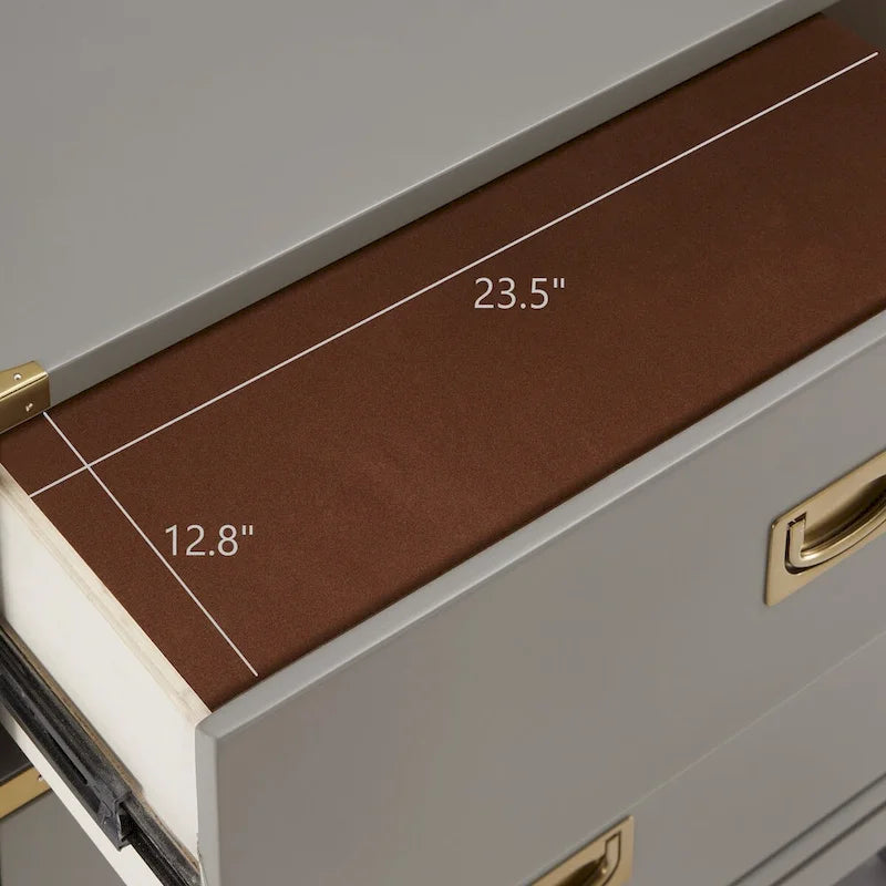 Cassettiera a 6 cassetti con ferramenta color oro e guide con cuscinetti a sfera