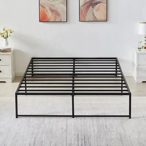 Base Letto a Piattaforma in Metallo da 14 Pollici (Misura Standard) – Non Richiede Rete a Molle