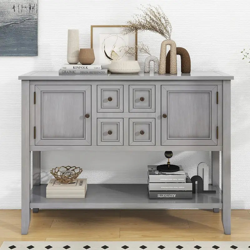 Tavolo Consolle Vintage Contenitore con Quattro Piccoli Cassetti e Ripiano Inferiore per Soggiorni, Ingressi e Cucine