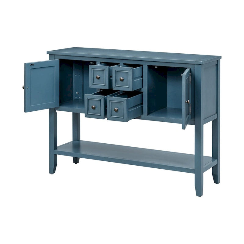 Tavolo Consolle Vintage Contenitore con Quattro Piccoli Cassetti e Ripiano Inferiore per Soggiorni, Ingressi e Cucine