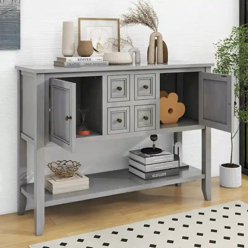 Tavolo Consolle Vintage Contenitore con Quattro Piccoli Cassetti e Ripiano Inferiore per Soggiorni, Ingressi e Cucine