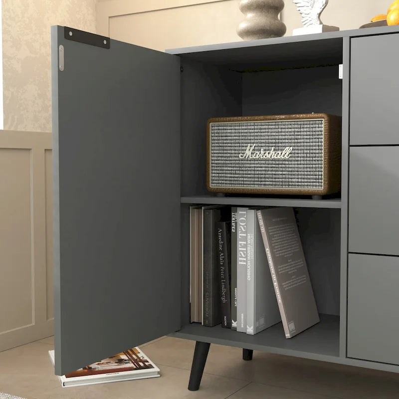 Madia da Credenza con Ante e Cassetti, Mobile da Buffet per Caffè in Legno, 3 Cassetti e 2 Ante, Mobile Contenitore